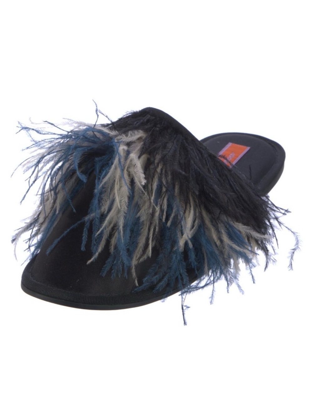 La Double J Feather Trim Slide Sandal